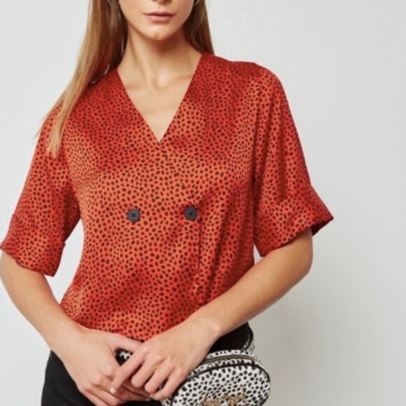 Topshop Red Satin Top (Size 8 US) Like-New - Picture 2 of 7